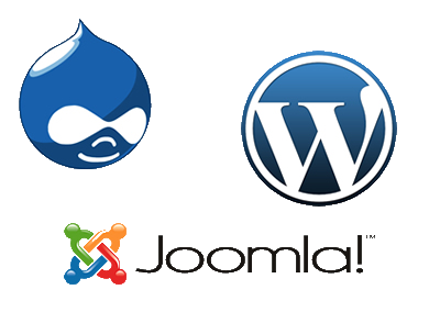 cms wordpress joomla drupal logos